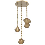 Mesa Round Rectangular Chain Multi Light Pendant - Gilded Brass / Mesa Bronze