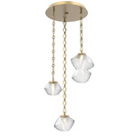 Mesa Round Diamond Chain Multi Light Pendant - Gilded Brass / Mesa Clear