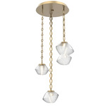 Mesa Round Oval Chain Multi Light Pendant - Gilded Brass / Mesa Clear
