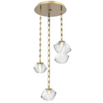 Mesa Round Rectangular Chain Multi Light Pendant - Gilded Brass / Mesa Clear