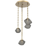 Mesa Round Diamond Chain Multi Light Pendant - Gilded Brass / Mesa Smoke