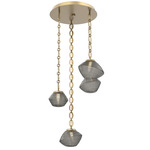Mesa Round Oval Chain Multi Light Pendant - Gilded Brass / Mesa Smoke