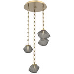 Mesa Round Rectangular Chain Multi Light Pendant - Gilded Brass / Mesa Smoke