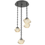 Mesa Round Diamond Chain Multi Light Pendant - Matte Black / Mesa Amber