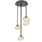 Mesa Round Oval Chain Multi Light Pendant - Matte Black / Mesa Amber