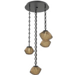 Mesa Round Oval Chain Multi Light Pendant - Matte Black / Mesa Bronze