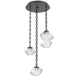 Mesa Round Diamond Chain Multi Light Pendant - Matte Black / Mesa Clear
