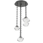 Mesa Round Oval Chain Multi Light Pendant - Matte Black / Mesa Clear