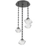 Mesa Round Rectangular Chain Multi Light Pendant - Matte Black / Mesa Clear