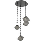 Mesa Round Oval Chain Multi Light Pendant - Matte Black / Mesa Smoke