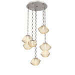 Mesa Round Diamond Chain Multi Light Pendant - Beige Silver / Mesa Amber