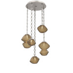 Mesa Round Diamond Chain Multi Light Pendant - Beige Silver / Mesa Bronze