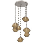 Mesa Round Oval Chain Multi Light Pendant - Beige Silver / Mesa Bronze