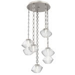 Mesa Round Oval Chain Multi Light Pendant - Beige Silver / Mesa Clear