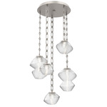 Mesa Round Rectangular Chain Multi Light Pendant - Beige Silver / Mesa Clear