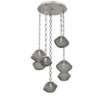 Mesa Round Diamond Chain Multi Light Pendant - Beige Silver / Mesa Smoke