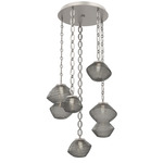 Mesa Round Oval Chain Multi Light Pendant - Beige Silver / Mesa Smoke