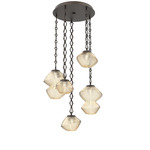 Mesa Round Diamond Chain Multi Light Pendant - Flat Bronze / Mesa Amber