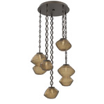 Mesa Round Oval Chain Multi Light Pendant - Flat Bronze / Mesa Bronze