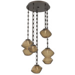 Mesa Round Rectangular Chain Multi Light Pendant - Flat Bronze / Mesa Bronze