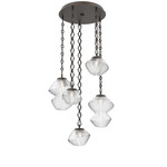 Mesa Round Diamond Chain Multi Light Pendant - Flat Bronze / Mesa Clear