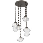 Mesa Round Oval Chain Multi Light Pendant - Flat Bronze / Mesa Clear