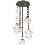 Mesa Round Rectangular Chain Multi Light Pendant - Flat Bronze / Mesa Clear