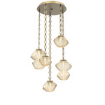 Mesa Round Diamond Chain Multi Light Pendant - Gilded Brass / Mesa Amber