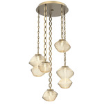 Mesa Round Oval Chain Multi Light Pendant - Gilded Brass / Mesa Amber