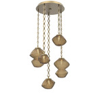 Mesa Round Diamond Chain Multi Light Pendant - Gilded Brass / Mesa Bronze