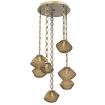 Mesa Round Oval Chain Multi Light Pendant - Gilded Brass / Mesa Bronze