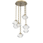 Mesa Round Diamond Chain Multi Light Pendant - Gilded Brass / Mesa Clear