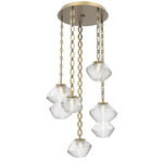 Mesa Round Oval Chain Multi Light Pendant - Gilded Brass / Mesa Clear