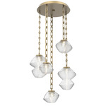 Mesa Round Rectangular Chain Multi Light Pendant - Gilded Brass / Mesa Clear