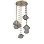 Mesa Round Diamond Chain Multi Light Pendant - Gilded Brass / Mesa Smoke