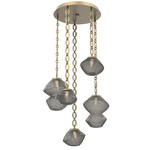 Mesa Round Oval Chain Multi Light Pendant - Gilded Brass / Mesa Smoke