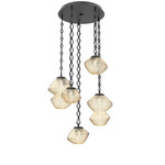 Mesa Round Diamond Chain Multi Light Pendant - Matte Black / Mesa Amber