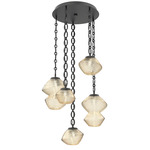 Mesa Round Oval Chain Multi Light Pendant - Matte Black / Mesa Amber
