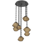 Mesa Round Oval Chain Multi Light Pendant - Matte Black / Mesa Bronze