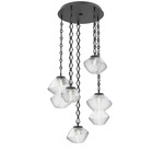 Mesa Round Diamond Chain Multi Light Pendant - Matte Black / Mesa Clear