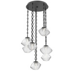 Mesa Round Oval Chain Multi Light Pendant - Matte Black / Mesa Clear