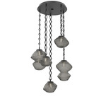 Mesa Round Diamond Chain Multi Light Pendant - Matte Black / Mesa Smoke
