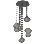 Mesa Round Oval Chain Multi Light Pendant - Matte Black / Mesa Smoke