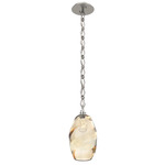 Ellisse Diamond Chain Pendant - Beige Silver / Optic Amber