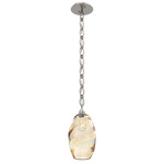 Ellisse Oval Chain Pendant - Beige Silver / Optic Amber