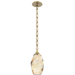 Ellisse Diamond Chain Pendant - Gilded Brass / Optic Amber