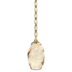 Ellisse Oval Chain Pendant - Gilded Brass / Optic Amber