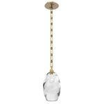 Ellisse Rectangular Chain Pendant - Gilded Brass / Optic Clear