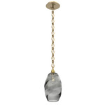 Ellisse Diamond Chain Pendant - Gilded Brass / Optic Smoke