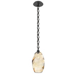 Ellisse Diamond Chain Pendant - Matte Black / Optic Amber